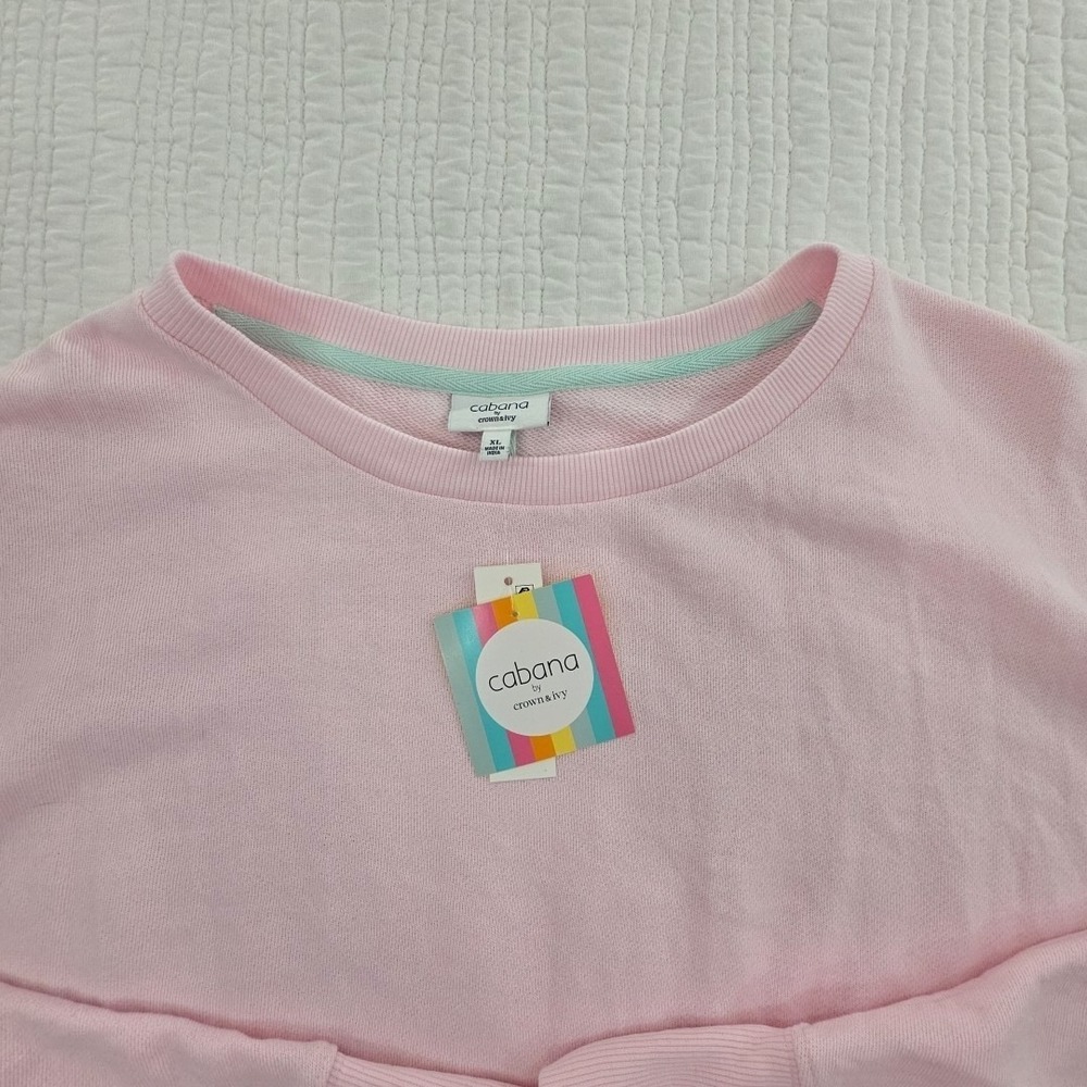 Cabana by Crown & Ivy Dolman Sleeve Sweatshirt Women's XL Light Pink NEW Crew - Picture 4 of 14